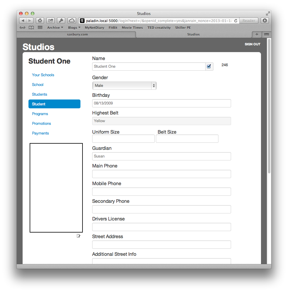 student form